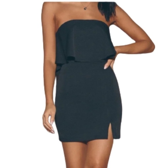 New Lulus Kiani Black Strapless Bodycon mini Dress size medium - Picture 1 of 9